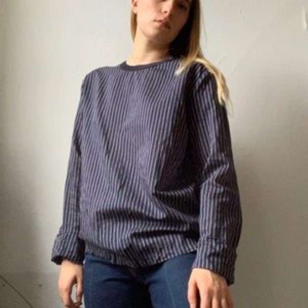 SOLD Pinstripe Sheer Long Sleeve Blouse - Picture 1 of 4